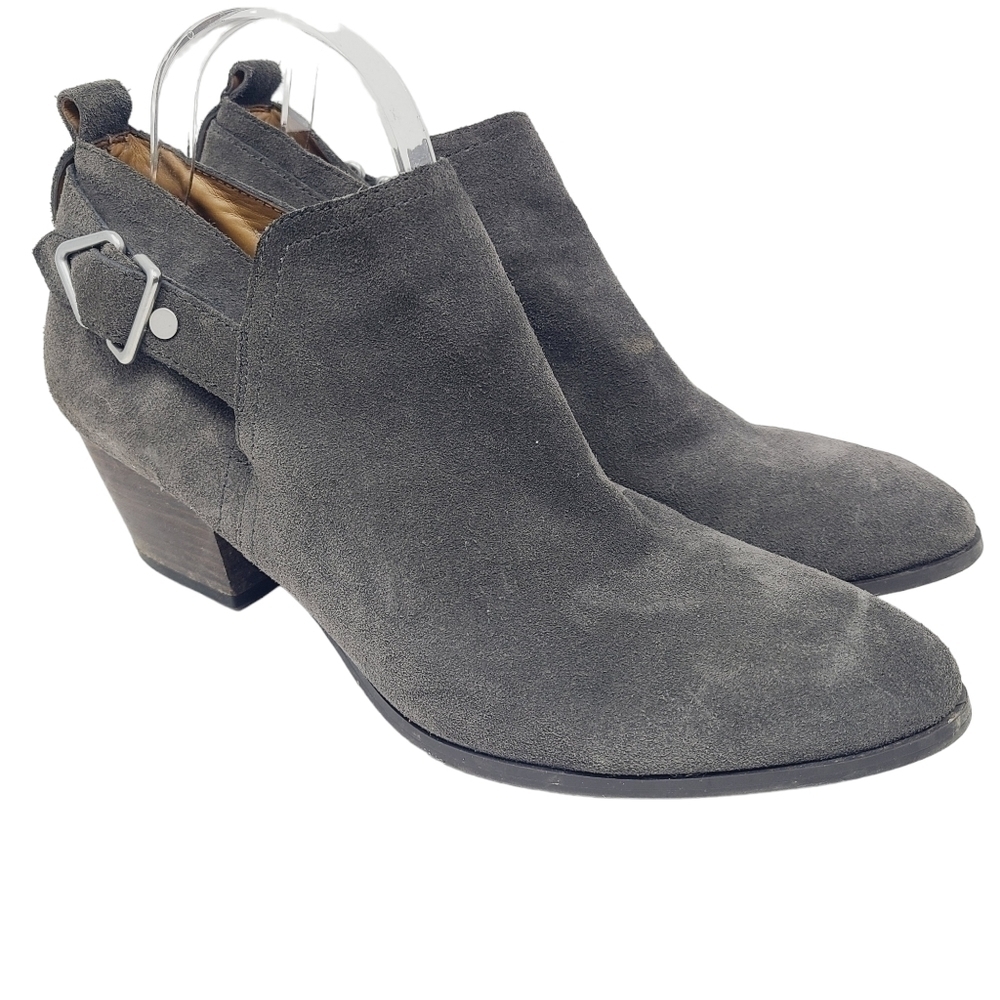 Franco Sarto | Women's Gray Garfield Suede Booties w/ Side Buckles (US Size 11M)